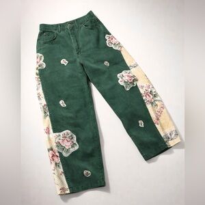 Floral Patchwork Wide Leg Jeans